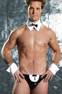 Mens Underwear  White and black bows tie underwear cuffs waiter costume Sunspice 8003
